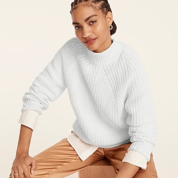 NWT J. Crew Relaxed rollneck™ knit cotton sweater in white XXS - Picture 4 of 11